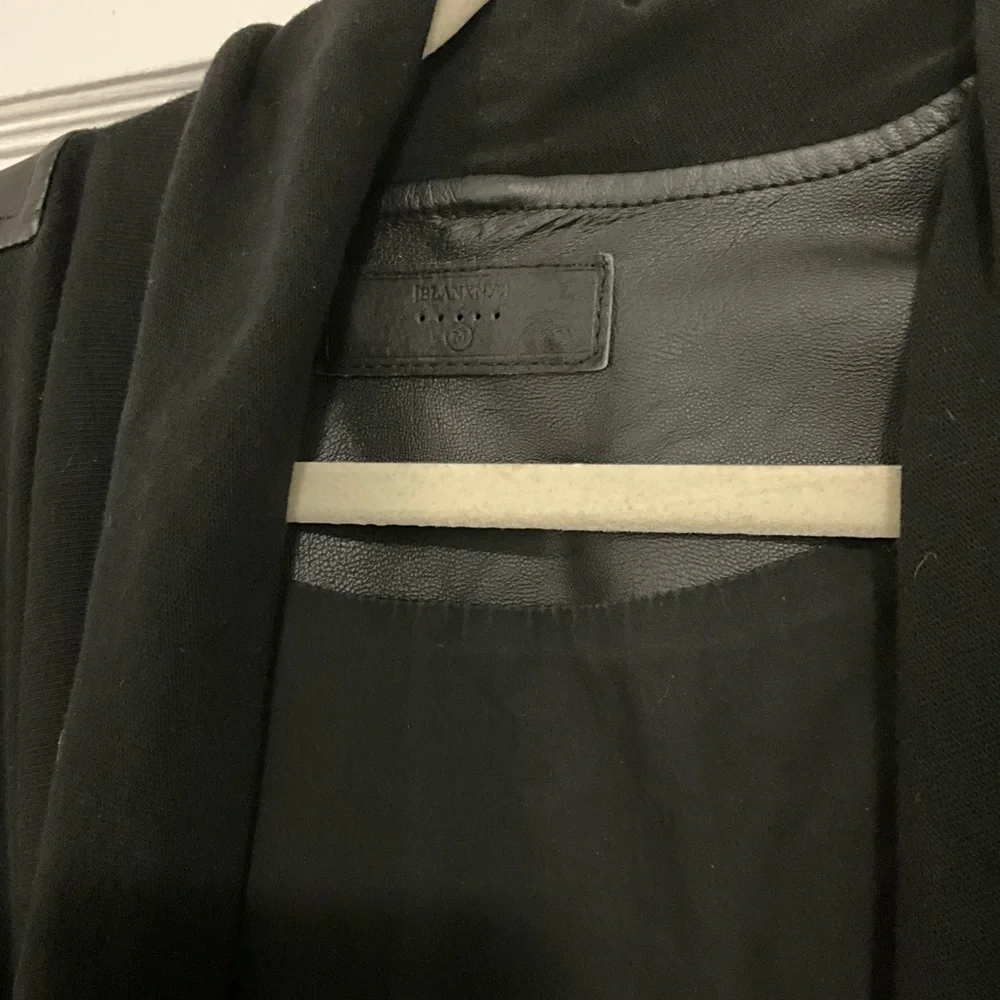 Blank NYC Black Asymmetrical Leather Sleeve Jacket - Picture 3 of 7